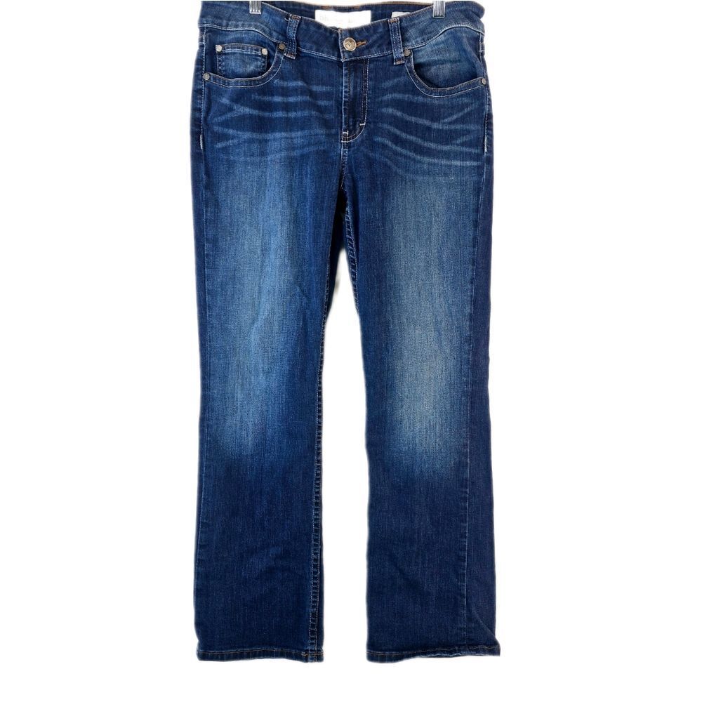 BKE Denim Scarlett Boot Cut Medium Wash Jeans Women's 32R 31.5L Mid Rise Stretch